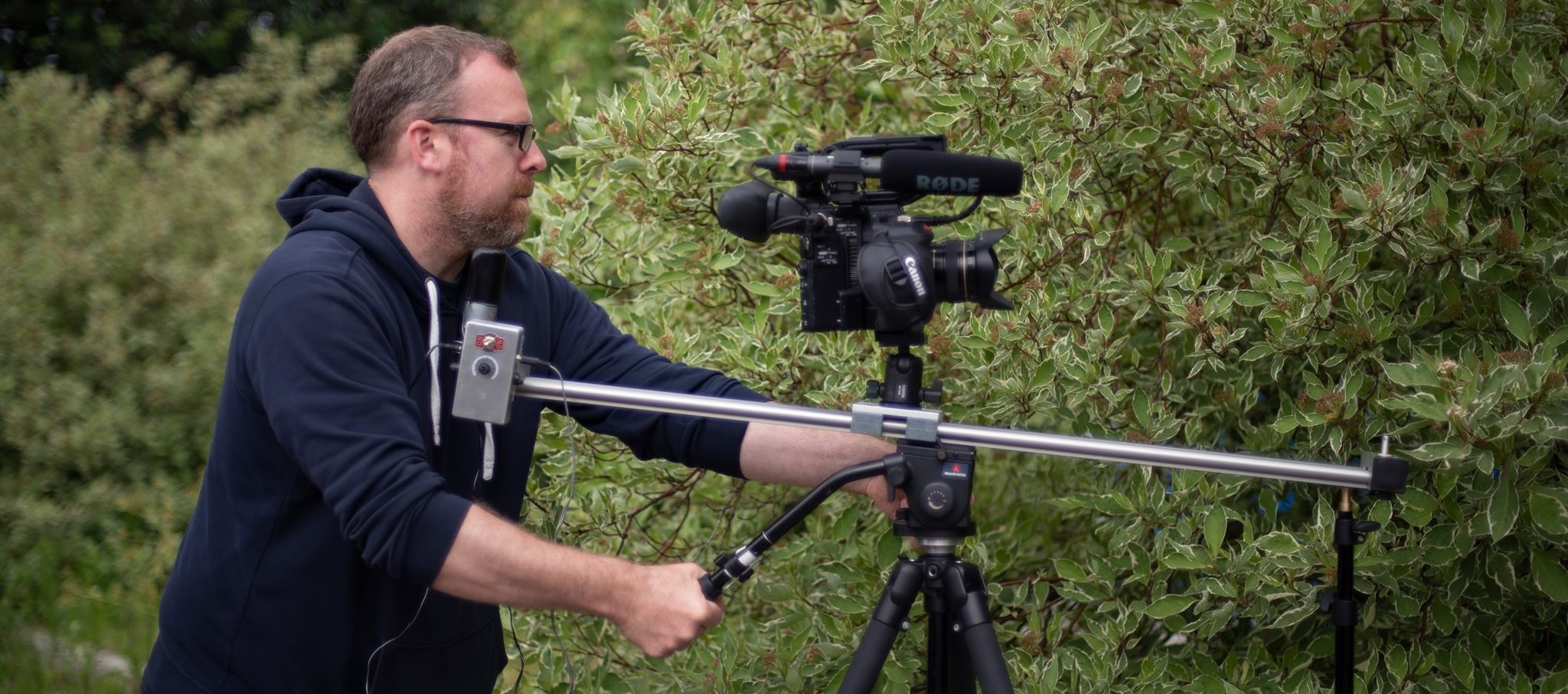 Kevin Gater operating a motorised slider